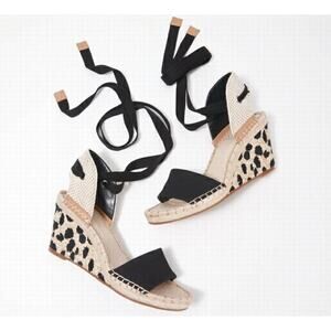 VINCE CAMUTO NEW! LAVERNTA WEDGE ESPADRILLE TAN/BLACK SANDAL SIZE 7.5